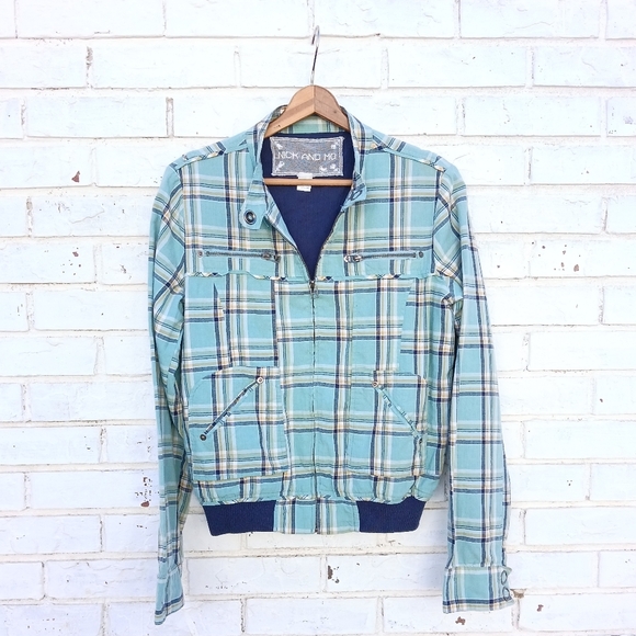 Nick and Mo Plaid Full Zip Bomber Jacket - Picture 1 of 7